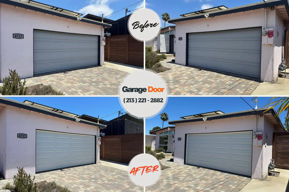 Before and after: garage door repair Paul, ID